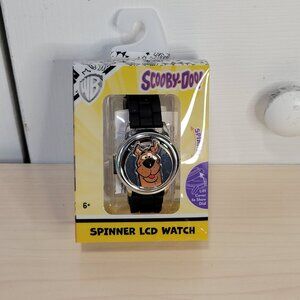 SCOOBY-DOO! Warner Bros Accutime Spinner LCD Digital Black Rubber Band Watch NEW